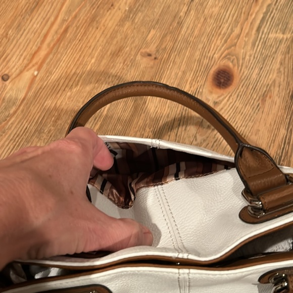 Tignanello leather mini tote white with black and brown. - Picture 6 of 14